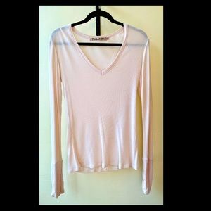 Michael Stars Ribbed Knit V Neck Top - L